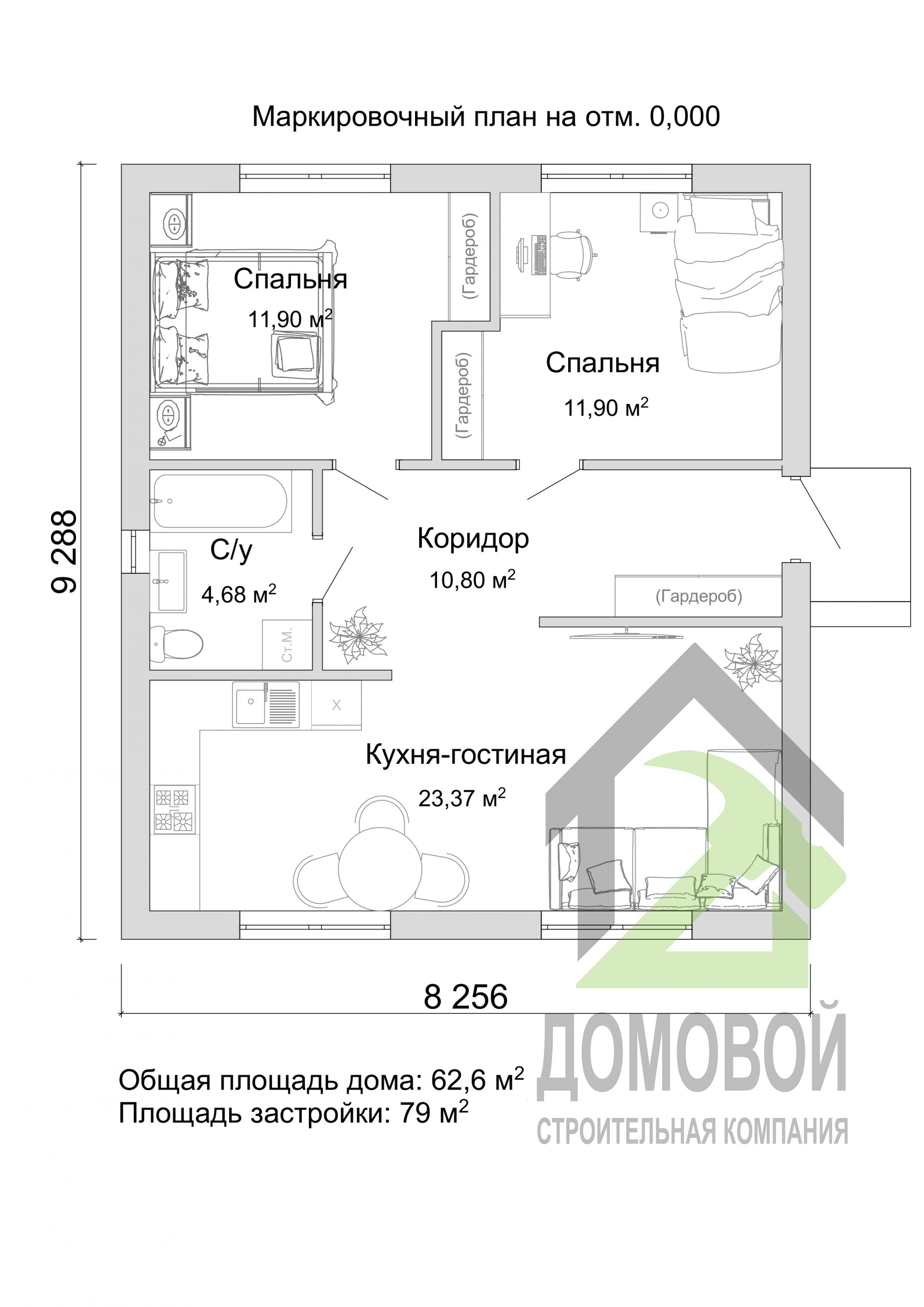 Проект D — 183 блочного дома - Строительная компания Домовой